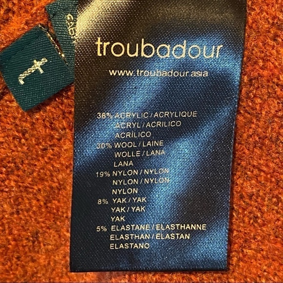 Troubadour Anthropologie Yak Wool Rust Ruffle Cape Poncho Sweater Soft Hooded OS - Picture 4 of 8